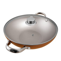 Prestige Ultra Non Stick Kadai with Glass Lid 28Cm and Complimentary Pan Holder | Induction Based Stock Pot | Non stick Stock Pot with Lid | PR22605
