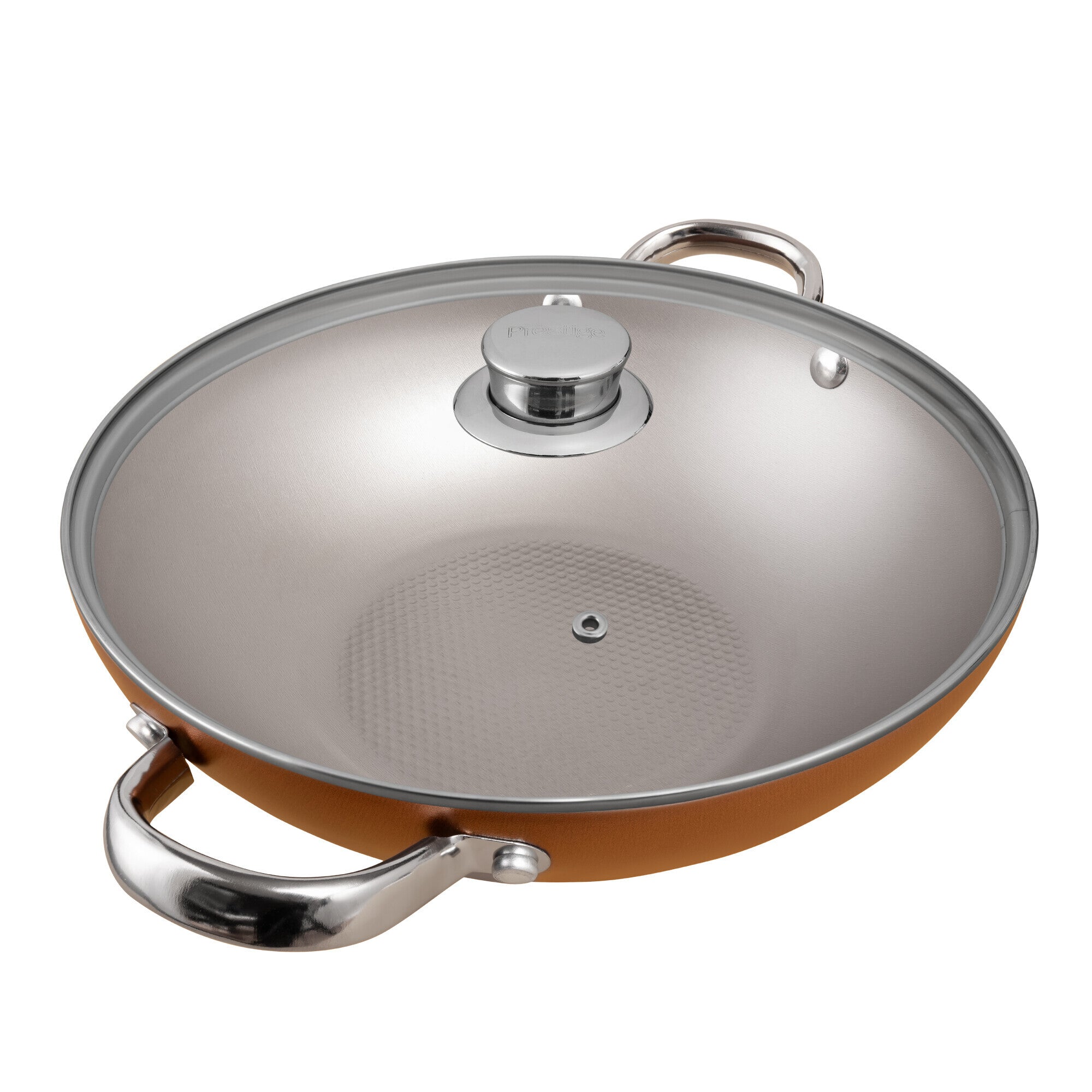 Prestige Ultra Non Stick Kadai with Glass Lid 28Cm and Complimentary Pan Holder | Induction Based Stock Pot | Non stick Stock Pot with Lid | PR22605