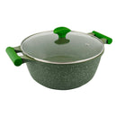 Prestige Essentials Non-Stick Casserole with Glass Lid 34Cm | Granite Induction Compatible Aluminium Cooking Pot | Green - PR81114