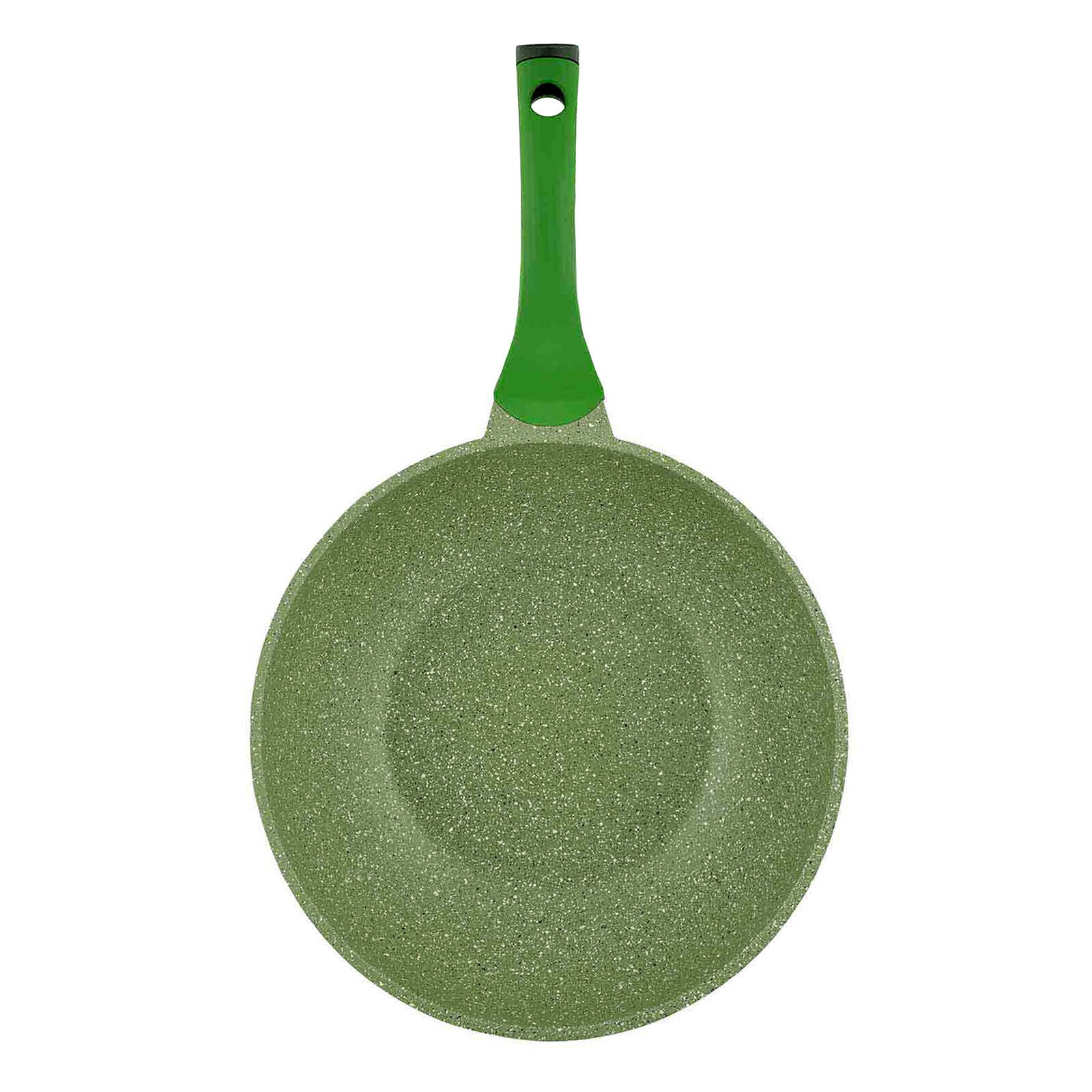 Prestige Essentials Wok Pan 28 Cm | Induction Compatible Non Stick Pan | Granite Coted Cooking Pot | Green - PR81116