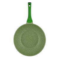 Prestige Essentials Wok Pan 28 Cm | Induction Compatible Non Stick Pan | Granite Coted Cooking Pot | Green - PR81116