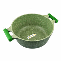 Prestige Essentials Non-Stick Casserole with Glass Lid 20Cm | Granite Induction Compatible Aluminium Cooking Pot | Green - PR81108