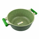 Prestige Essentials Non-Stick Casserole with Glass Lid 26Cm | Granite Induction Compatible Aluminium Cooking Pot | Green - PR81110