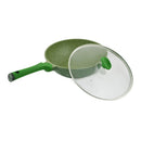 Prestige Essentials Wok Pan 28 Cm | Induction Compatible Non Stick Pan | Granite Coted Cooking Pot | Green - PR81116