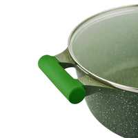 Prestige Essentials Non-Stick Casserole with Glass Lid 24Cm | Granite Induction Compatible Aluminium Cooking Pot | Green - PR81109