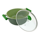 Prestige Essentials Non-Stick Casserole with Glass Lid 20Cm | Granite Induction Compatible Aluminium Cooking Pot | Green - PR81108