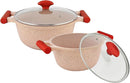 Prestige Essentials 9pcs Pots and Pans Set | Nonstick Cookware Sets | Granite Pots Set | Kitchen Induction Pots and Pans Cooking Sets | Pan Sets for Cooking | Pink - PR80991