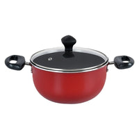 Prestige Value Pack Non-Stick Cookware sets 7Pcs | Non Stick Aluminium Pots and Pans Cooking Set | Soup Pots Set | Frying Pan Set | PR21568 - Red