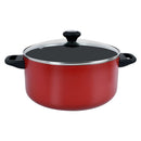 Prestige Value Pack Non-Stick Cookware sets 7Pcs | Non Stick Aluminium Pots and Pans Cooking Set | Soup Pots Set | Frying Pan Set | PR21568 - Red