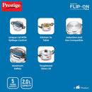 Prestige Svachh FLIP-ON Mini SS Pressure Cooker 18 cm-2 L with Glass Lid | MPF20164