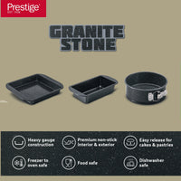 Prestige Granite 3Pcs Bakeware Set (23Cm Sq Cake Tin & 23Cm Loaf Tin / 18Cm Springform Cake Tin) | PR49078