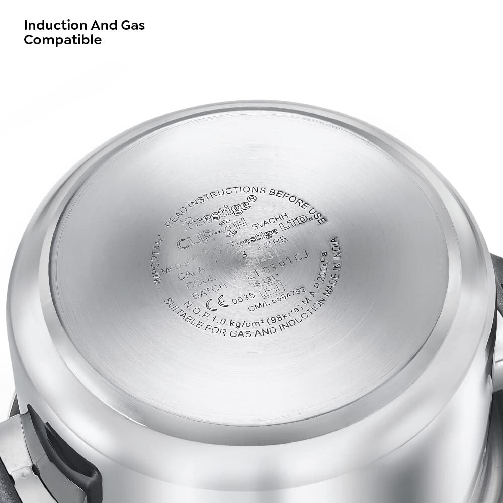 Prestige Svachh FLIP-ON SS Pressure Cooker 22 cm-5 L with Glass Lid | MPF20157