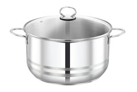 Prestige Stainless Steel Casserole With Glass Lid 30Cm / 11L| Induction Compatible Cooking Pot | Silver - PR81146