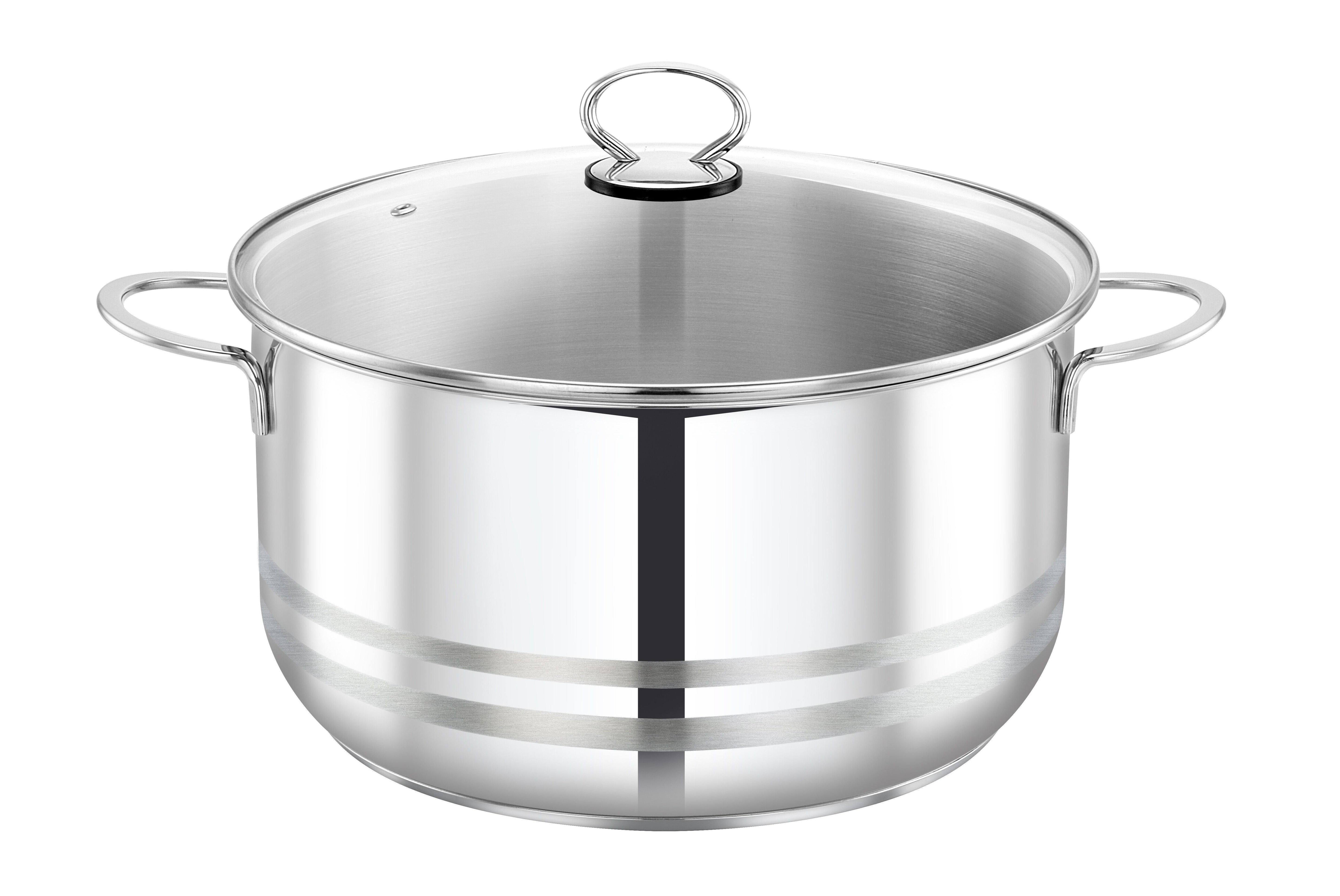 Prestige Stainless Steel Casserole With Glass Lid 26Cm / 7.3L| Induction Compatible Cooking Pot | Silver - PR81144
