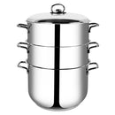 Prestige 4 Pieces Stainless Steel Steamer Pot Set 24Cm | 3-Layer Stack and Steam Pot Set with Glass Lid | Kitchen Steamer Cooker for Steaming Vegetables | PR7011 - Silver