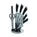 Prestige Kitchen Knife Set with Acrylic Knife Stand | Premium Kitchen Set with Clear Storage Block | Laser-cut Rust-free Stainless Steel Blade | PR57538 - Black