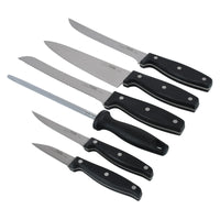 Prestige 7-Piece Knife Block Set | Stainless Steel Kitchen Knives with Scissors & Wooden Block | PR56022