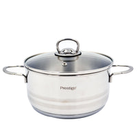 Prestige Infinity Stainless Steel Casserole with Glass Lid 20cm / 3 Ltr | Induction Compatible Covered Stockpot | Soup Pots | Silver - PR77374