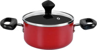 Prestige Value Pack Non-Stick Cookware sets 10Pcs | Non Stick Aluminium Pots and Pans Cooking Set | Soup Pots Set | Frying Pan Set | PR21700 - Red