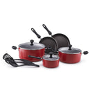 Prestige Classique 11 Piece Nonstick Cookware Set With Glass Lid | Aluminium Cooking Pots and Pans Set | Red - PR21915
