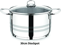 Prestige 6 Pieces Stockpot Set | Stainless Steel Cookware Set | Induction Compatible Cooking Pots Set with glass Lid | 20cm/3L, 26cm/8L, 30cm/14L - PR7006