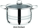 Prestige 6 Pieces Stockpot Set | Stainless Steel Cookware Set | Induction Compatible Cooking Pots Set with glass Lid | 20cm/3L, 26cm/8L, 30cm/14L - PR7006