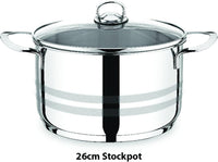 Prestige 6 Pieces Stockpot Set | Stainless Steel Cookware Set | Induction Compatible Cooking Pots Set with glass Lid | 20cm/3L, 26cm/8L, 30cm/14L - PR7006