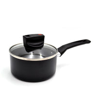 Prestige Safecook Nonstick Saucepan 20 cm | Aluminum Saucepan with Glass Lid | PR22098 - Black