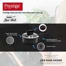 Prestige Safecook Nonstick Saucepan 18 cm | Aluminum Saucepan with Glass Lid | PR22097 - Black
