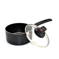Prestige Safecook Nonstick Saucepan 16 cm | Aluminum Saucepan with Glass Lid | PR22096 - Black
