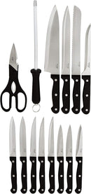 Prestige 15-Piece Knife Block Set | Stainless Steel Chef Knife Set for Kitchen with Blade Sharpner | PR52114