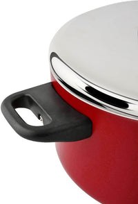 Prestige Classique Non-Stick Casserole 24 cm | 3X Ultra Tough Cooking Pot with Stainless Steel Lid | Red - PR15912