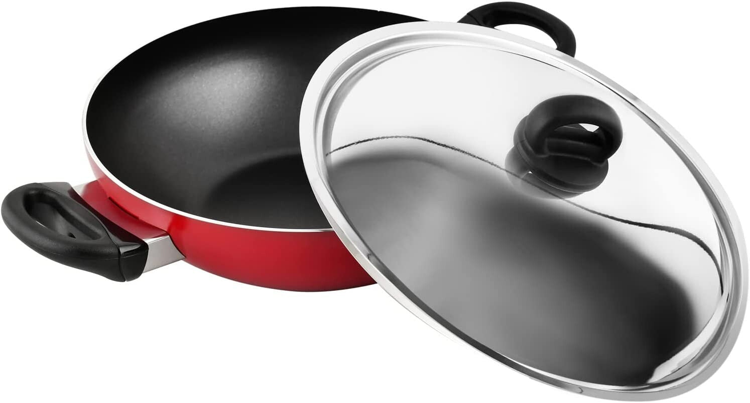 Prestige Classique Flat Bottom Kadai with Stainless Steel Lid 28cm | 3X Ultra Tough Kadai with Lid | PR21499