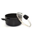 Prestige Safecook Nonstick Casserole 30 cm | Aluminum Cooking Pot with Glass Lid | Induction Compatible Cookware | PR22104 - Black