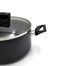 Prestige Safecook Nonstick Casserole 20 cm | Aluminum Cooking Pot with Glass Lid | Induction Compatible Cookware | PR22099 - Black