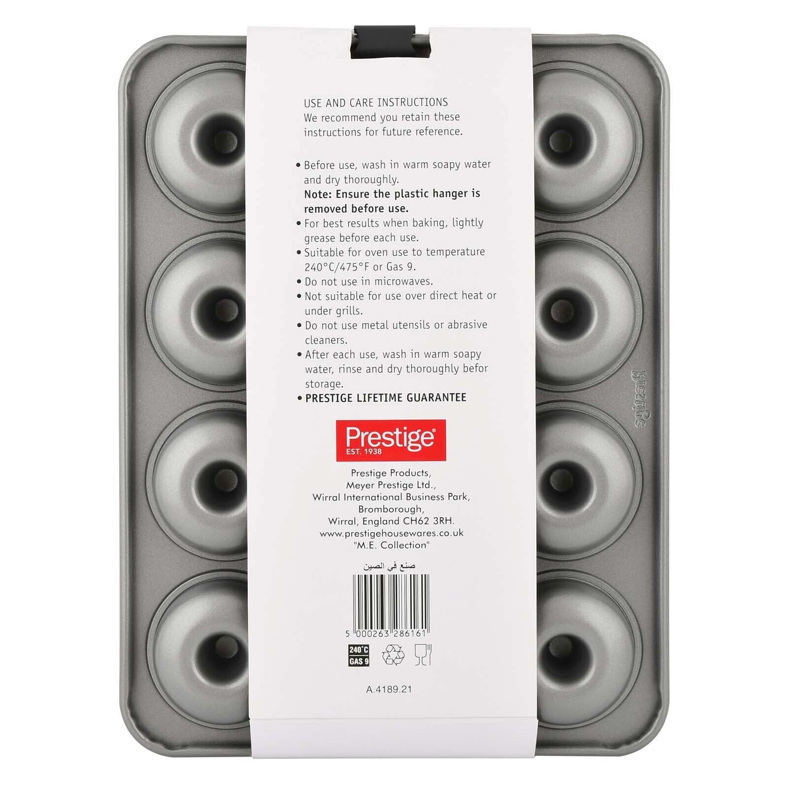 Prestige Mini Donut Pan | Non-Stick Baking Pan with 12 Cup | Donut Baking Tray | Grey - PR218616