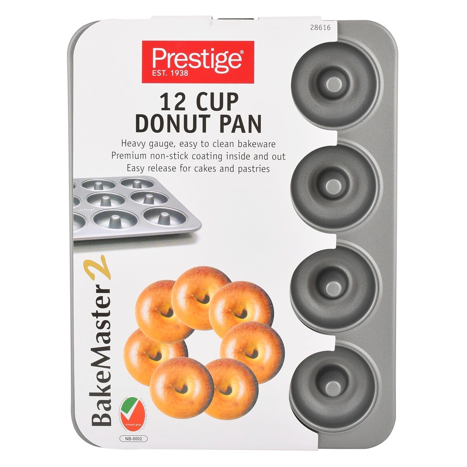 Prestige Mini Donut Pan | Non-Stick Baking Pan with 12 Cup | Donut Baking Tray | Grey - PR218616