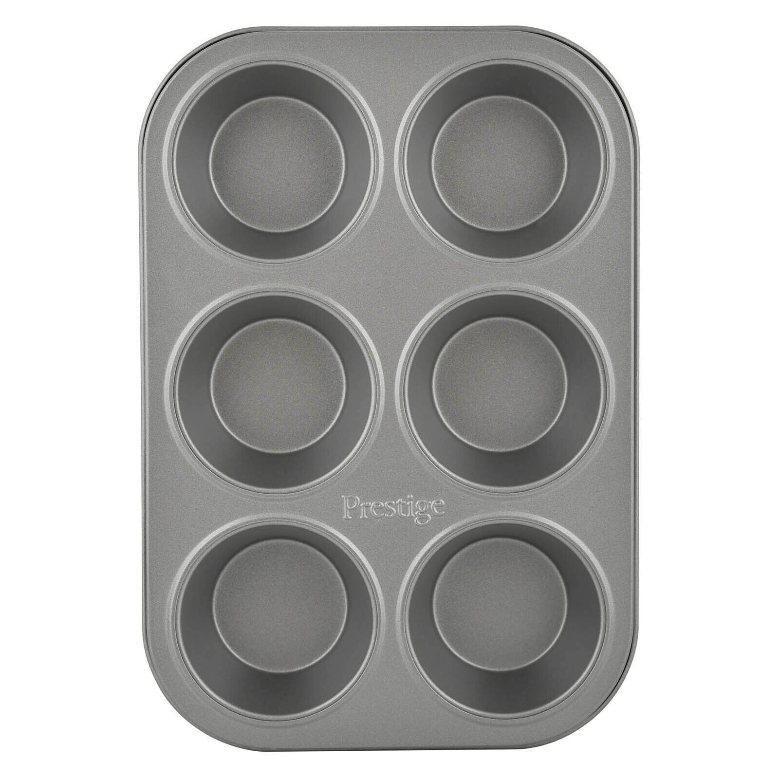 Prestige Non-Stick Carbon Steel 6 Pcs Cup Muffin Pan | Cupcake Baking Pan | Grey - PR28611